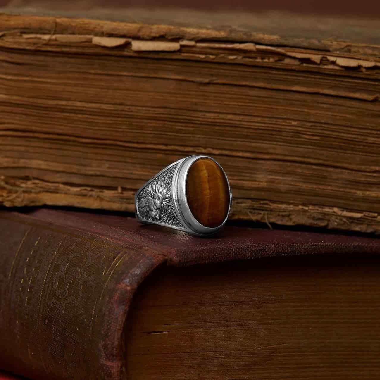 Lion Tiger Eye Gemstone Ring
