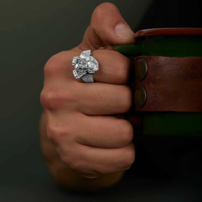Motorcycle Engine Skull Ring