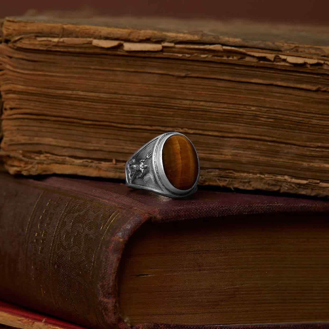 Poseidon Tiger Eye Gemston Ring