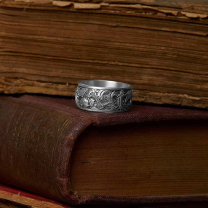 Carp And Waves Band Ring