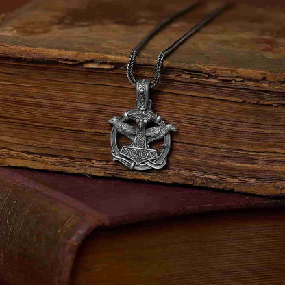 Crow Viking Hammer Necklace