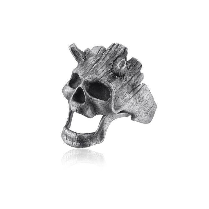 horned skull ring side view 2