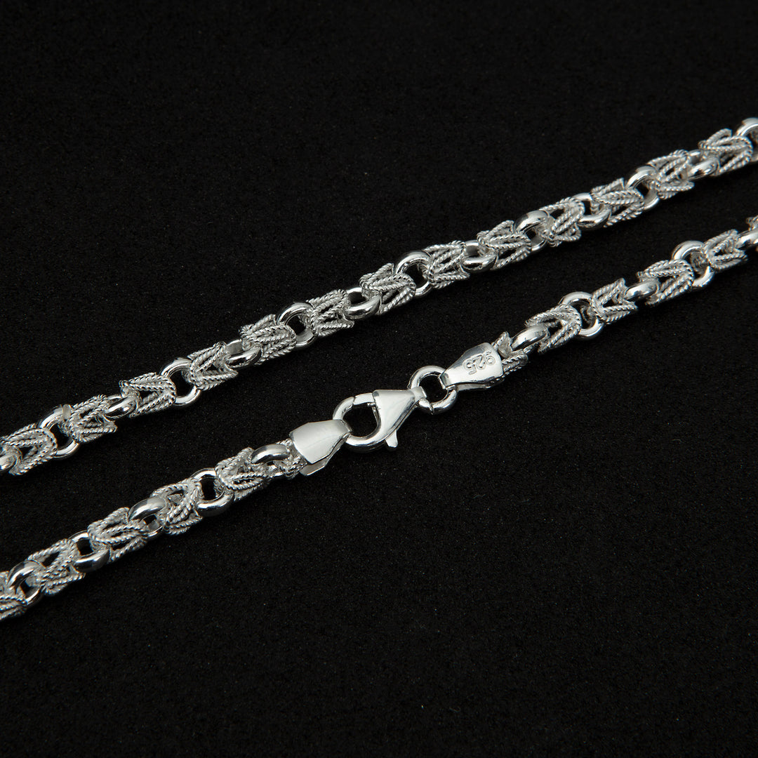 925 Sterling Silver Polished Byzantine Necklace