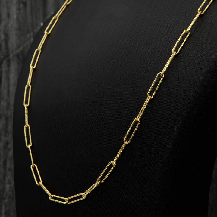 Paperclip Gold Plated Necklace on the neck