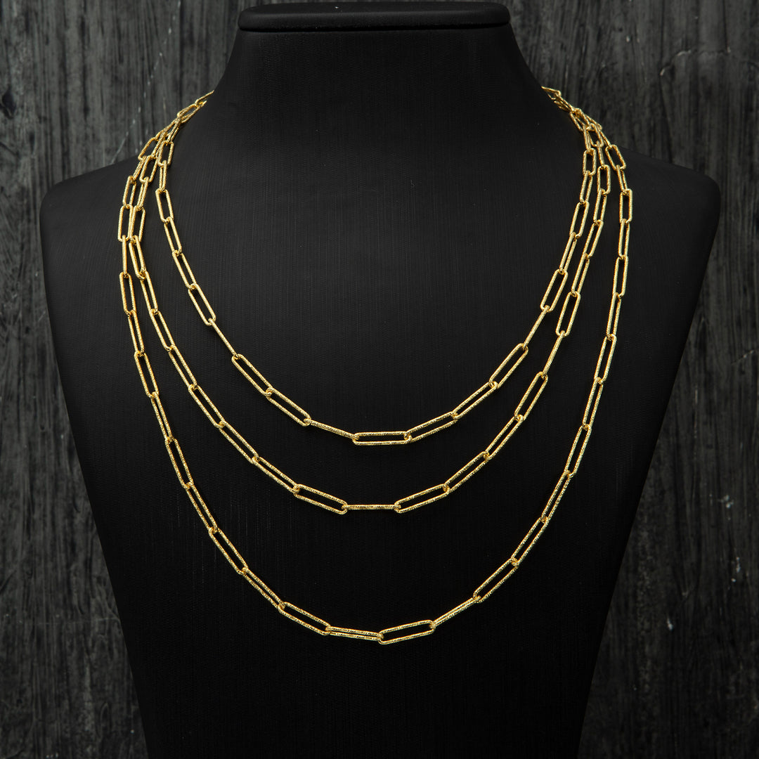 Paperclip Gold Plated Necklace on the neck view