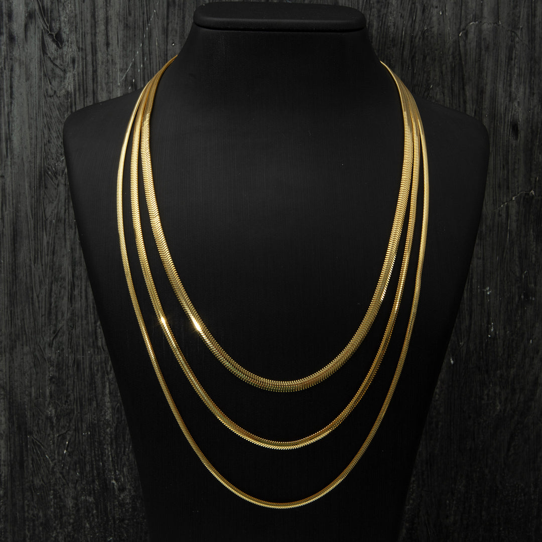 Herringbone Gold-Plated Necklace Chain different sizes