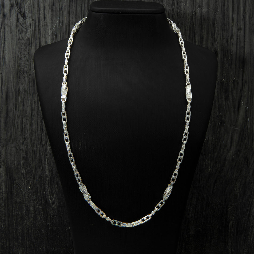 Silver Greek Decor Chain Necklace