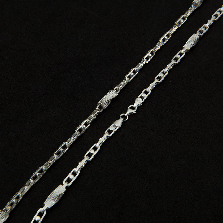 Silver Greek Decor Chain Necklace closer look