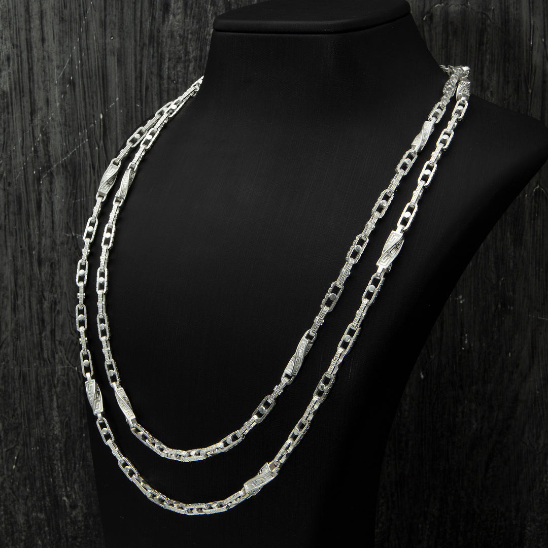 Silver Greek Decor Chain Necklace