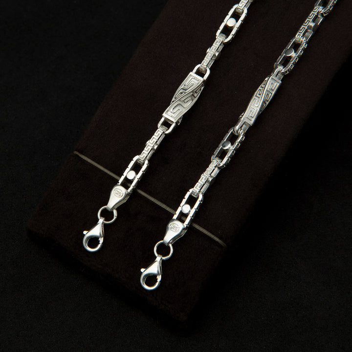 Silver Greek Decor Chain Bracelet