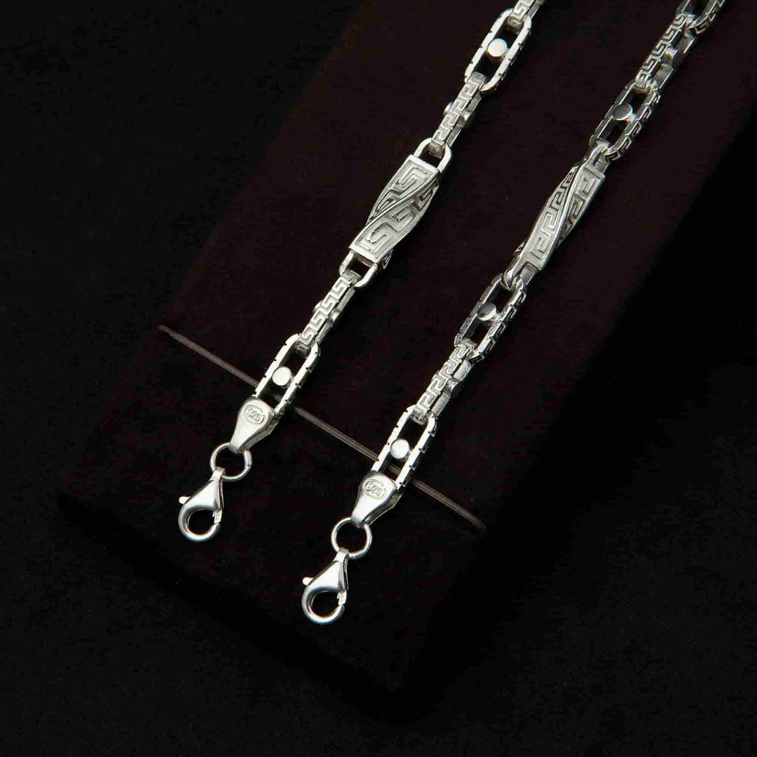 Silver Greek Decor Chain Bracelet