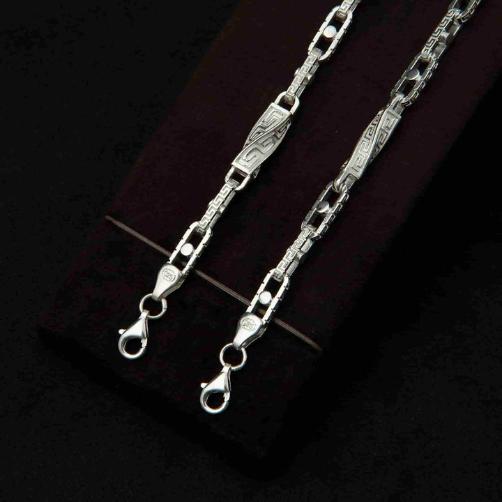 Silver Greek Decor Chain Bracelet
