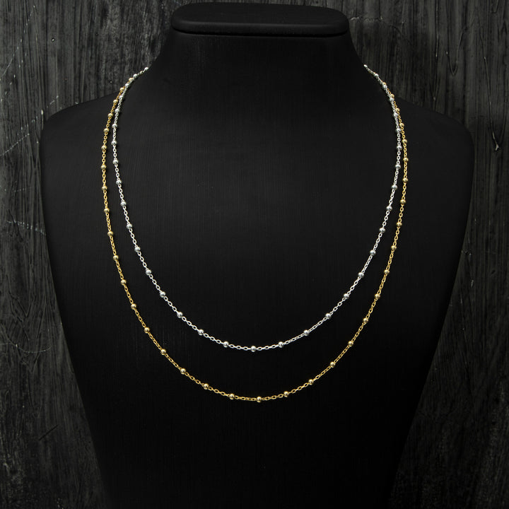 Beaded Gold Chain Necklace on the neck