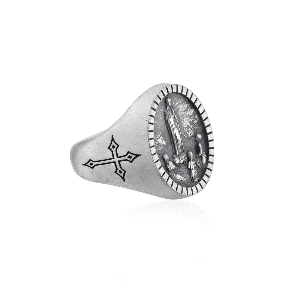 Our Lady Of Fatima Signet Ring side view