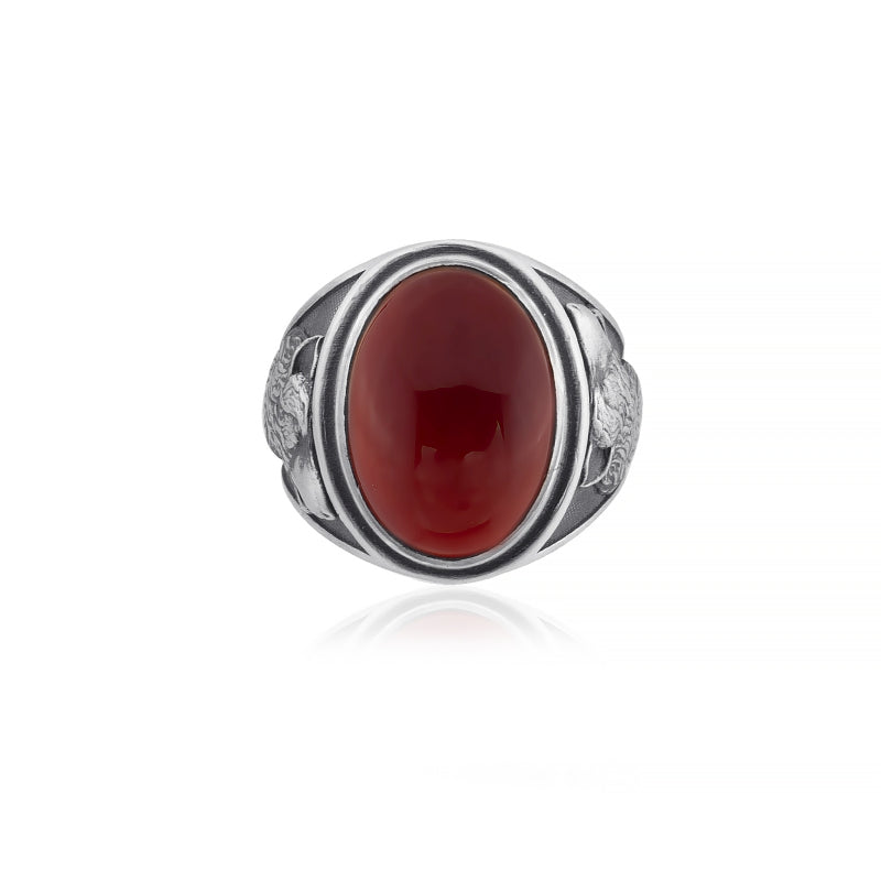 Noble wolf carnelian ring top view