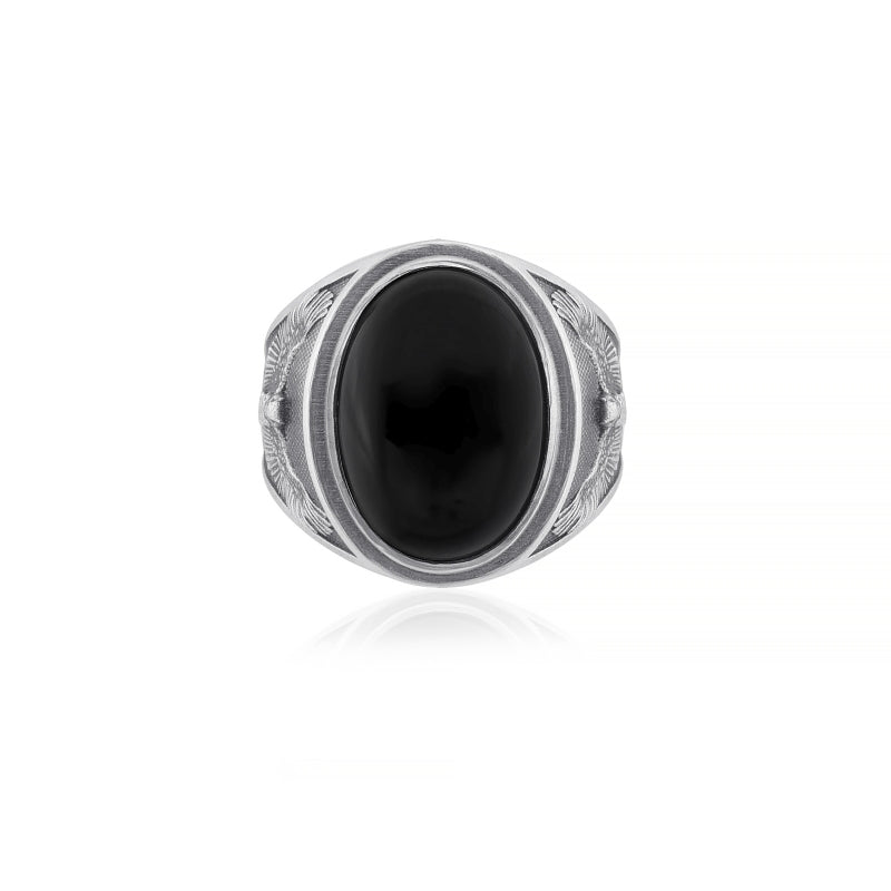 owl onyx ring top view