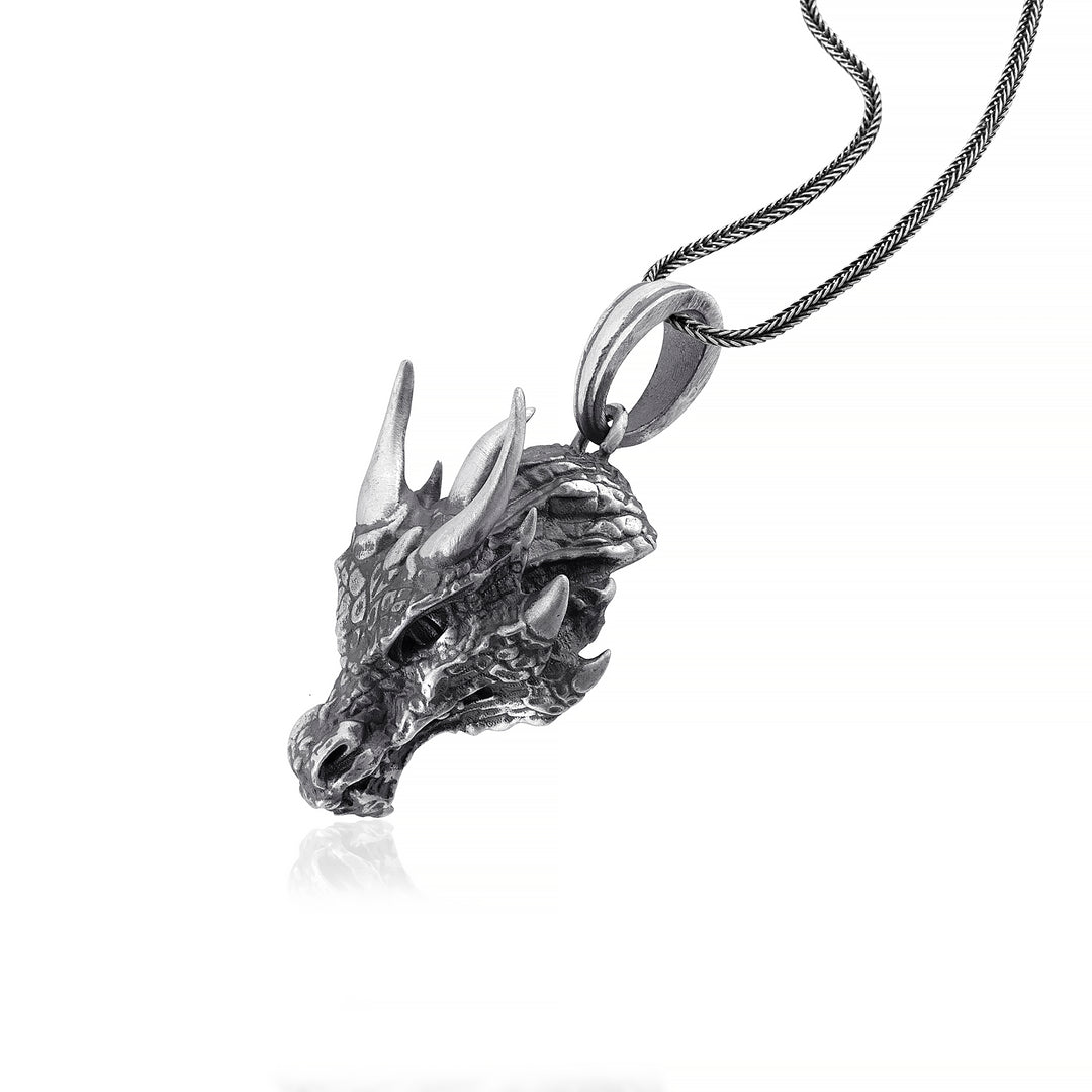 handmade sterling silver Dragon Head Necklace