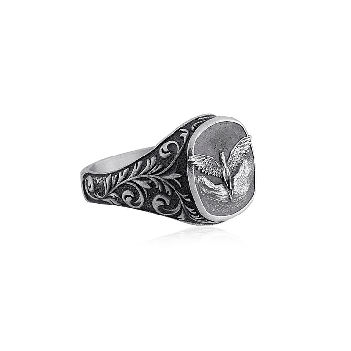 Pegasus  signet ring side view