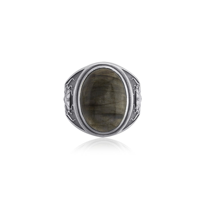 Pirate Octopus Labradorite Ring top view