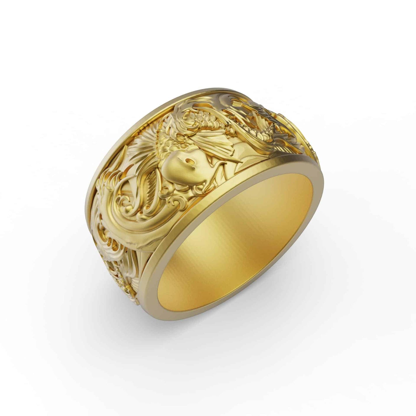 Carp And Waves Band Ring