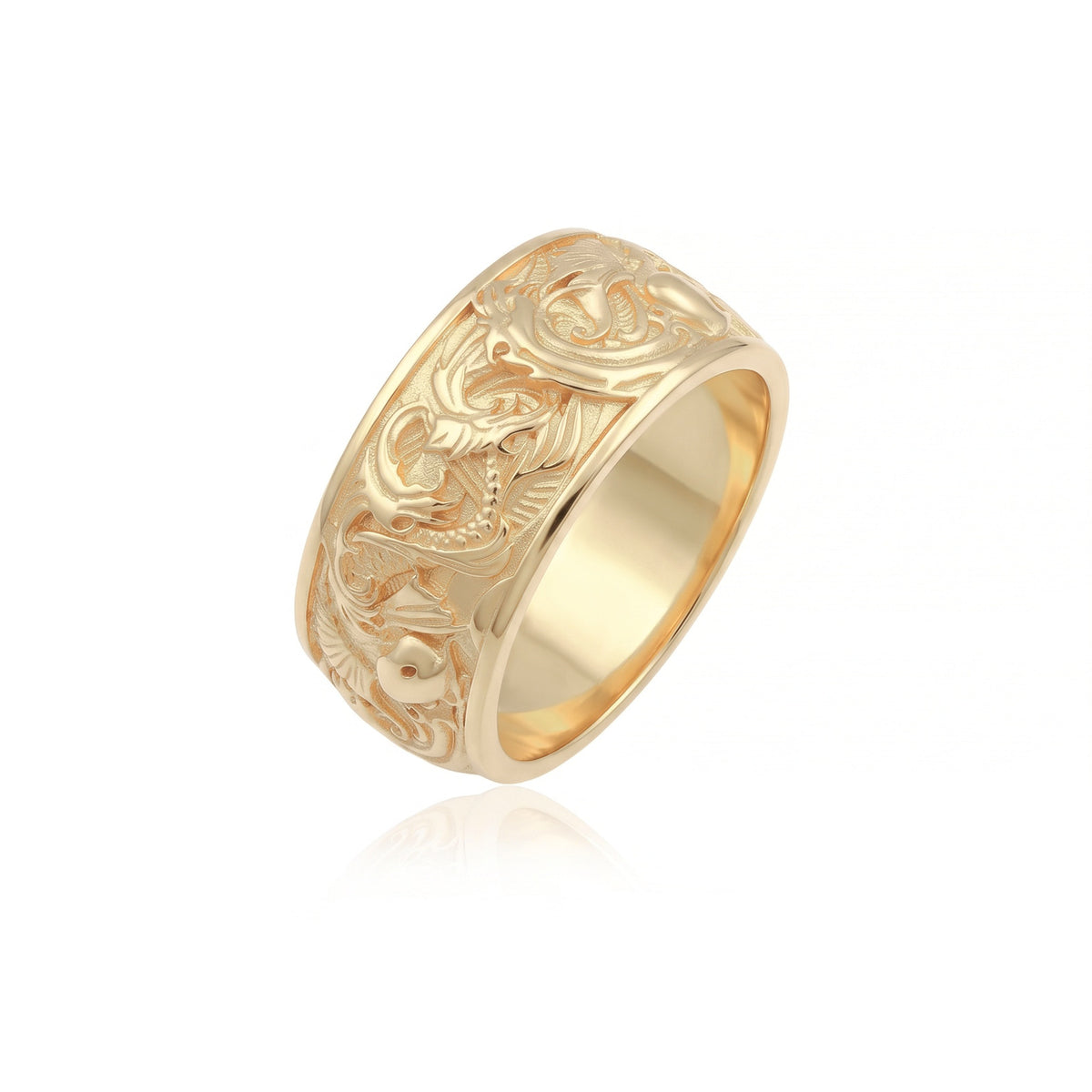Carp And Waves Band Ring