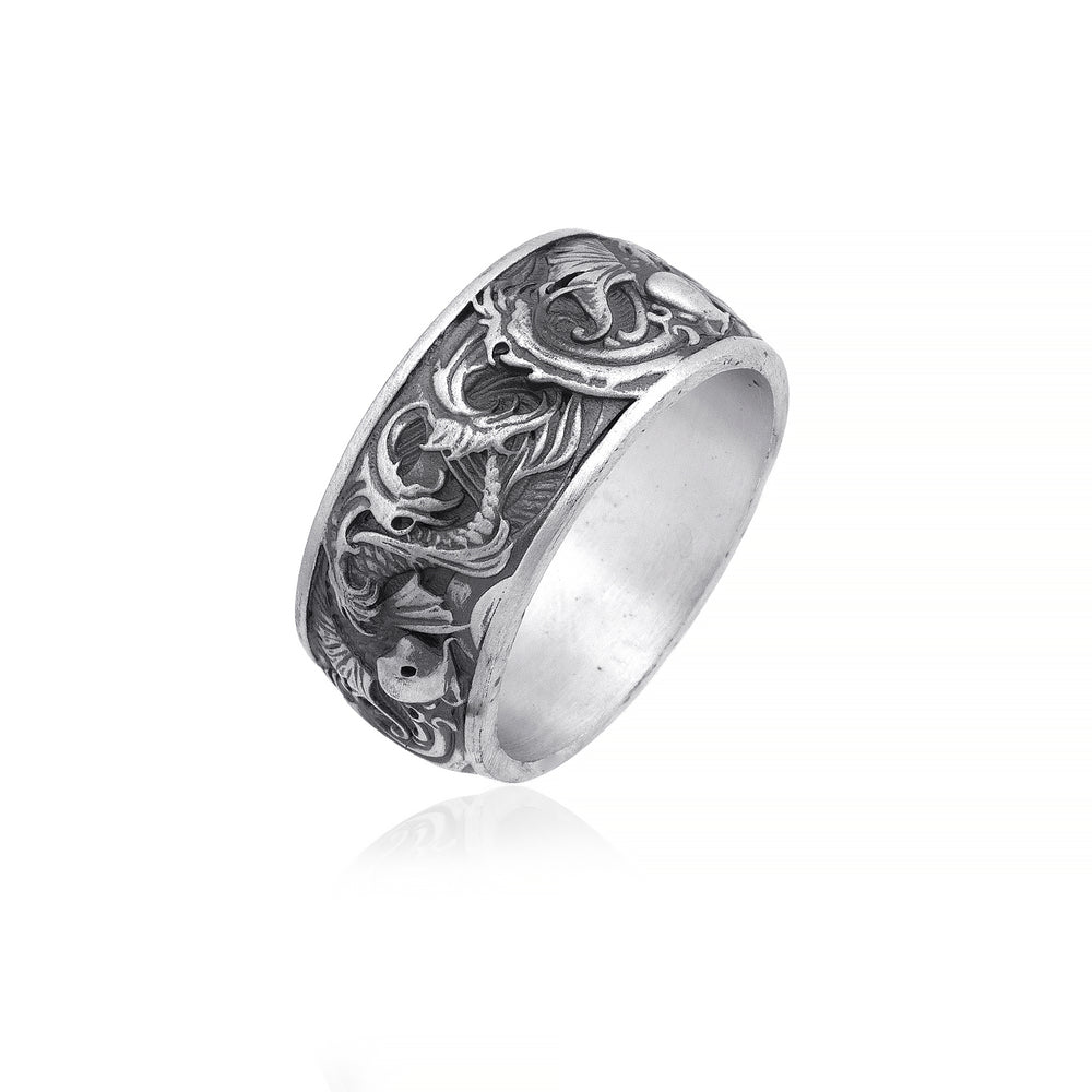 handmade sterling silver Carp And Waves Ring