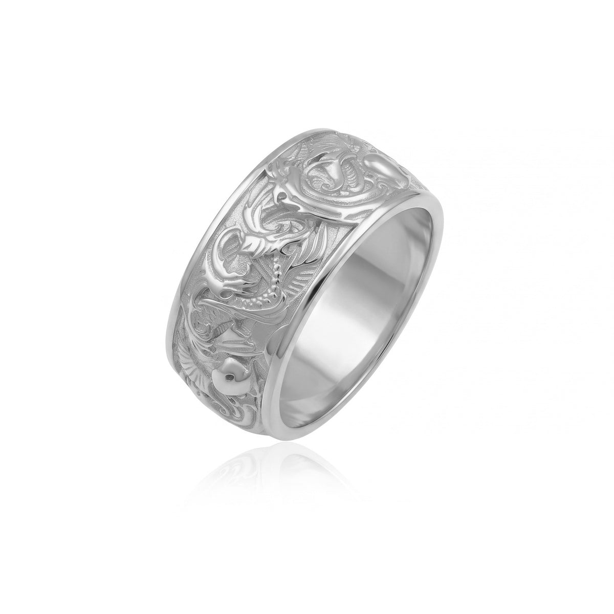 Carp And Waves Band Ring