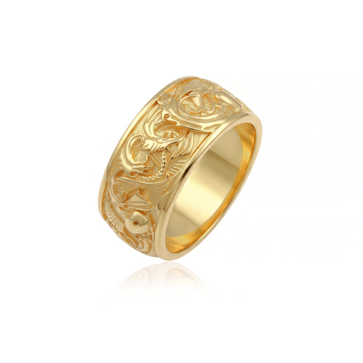 Carp And Waves Band Ring