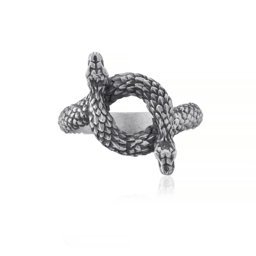 handmade sterling silver Two-Headed Snake Ring