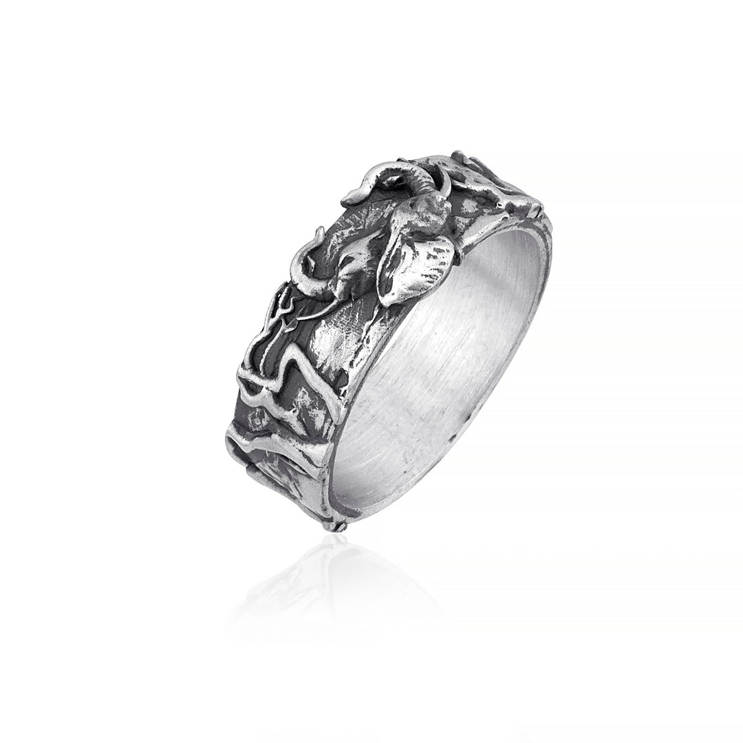 handmade sterling silver Elephant Nature Ring