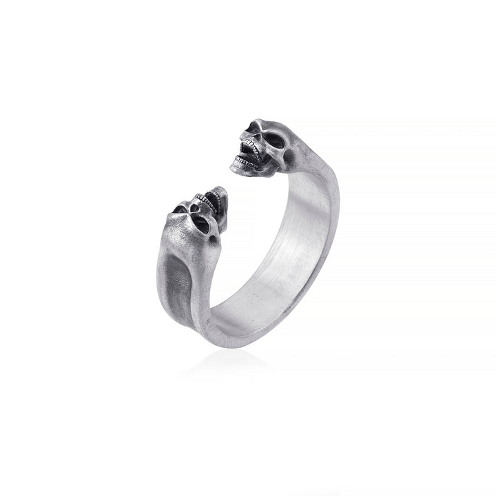 sterling silver Double Skull Ring, band rings.