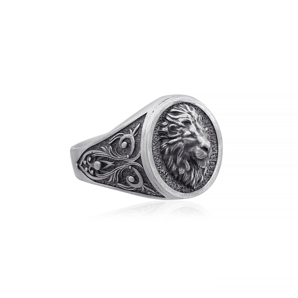 handmade sterling silver Octagon Lion Head Ring