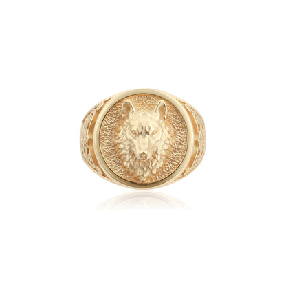 Wolf Head Signet Ring
