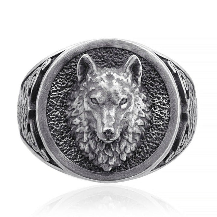 handmade sterling silver Wolf Head Signet Ring