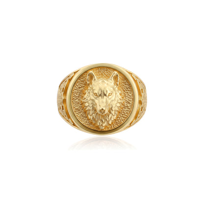 Wolf Head Signet Ring