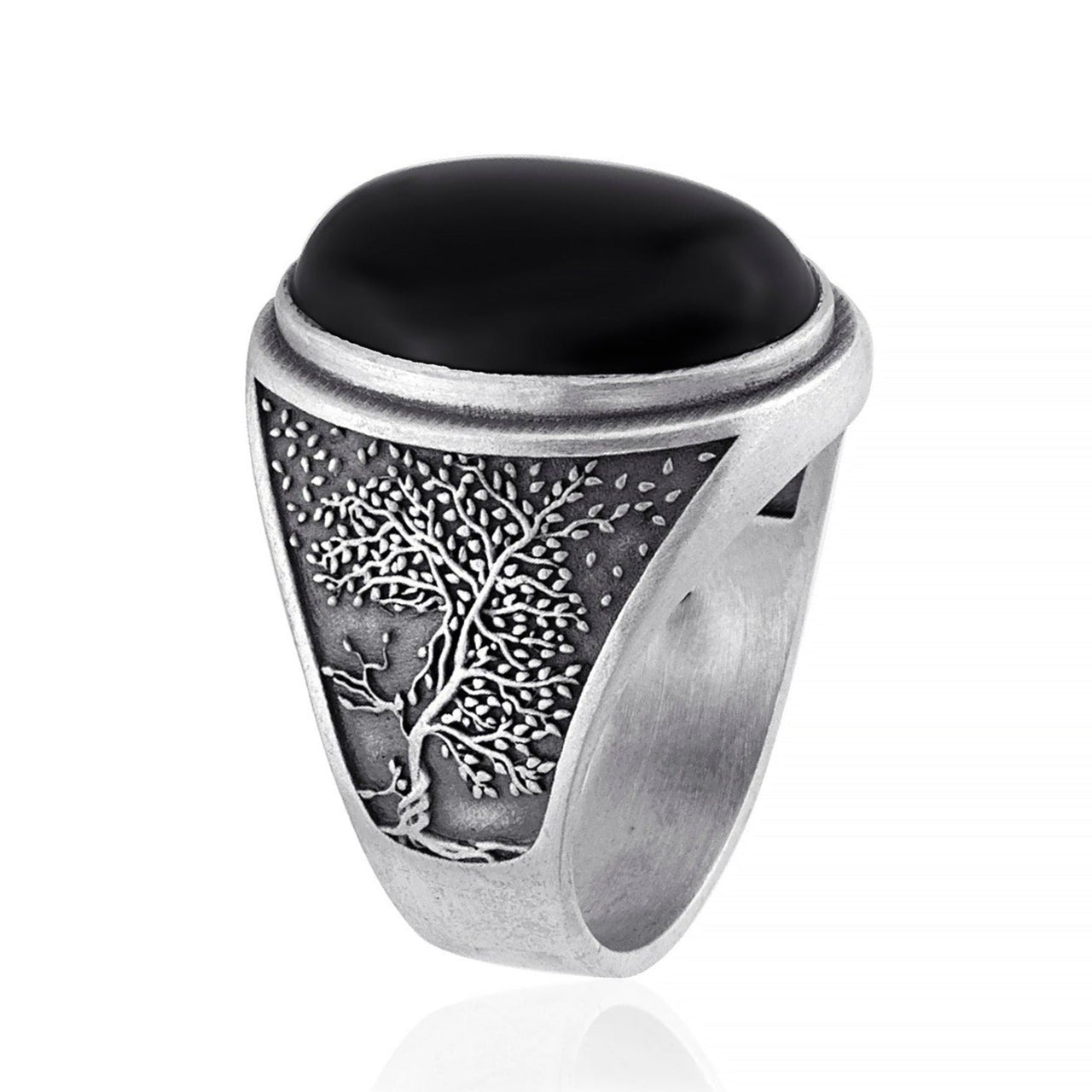 handmade sterling silver Tree Of Life Onyx Gemstone Ring