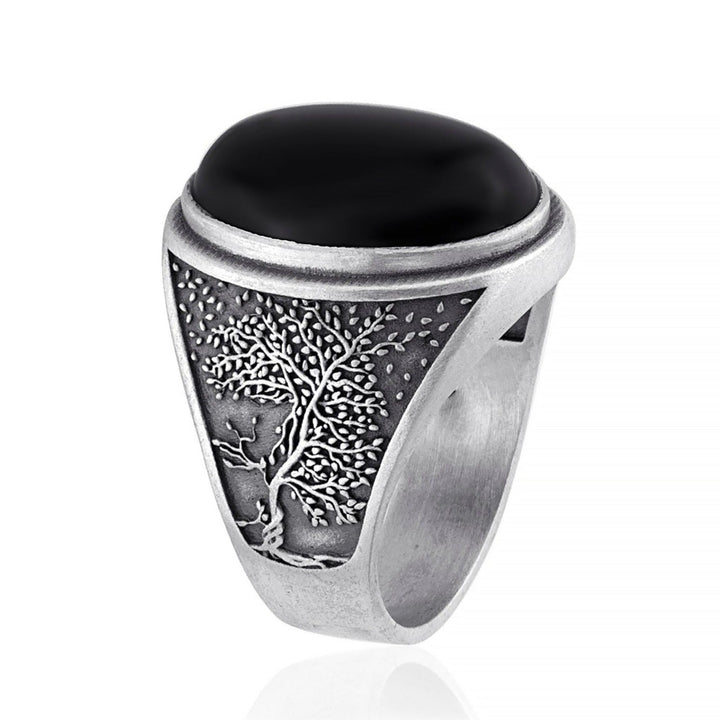 handmade sterling silver Tree Of Life Onyx Gemstone Ring