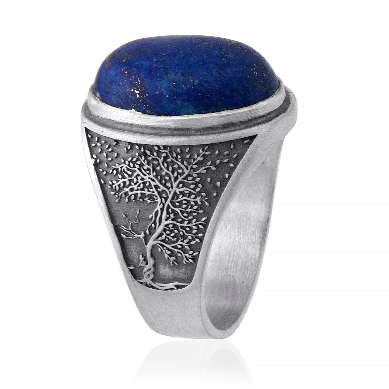 handmade sterling silver Tree Of Life Lapis Gemstone Ring