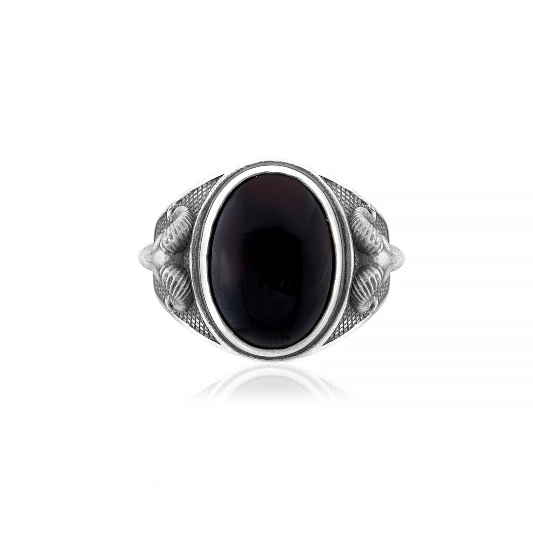 handmade sterling silver Aries Onyx Gemstone Ring