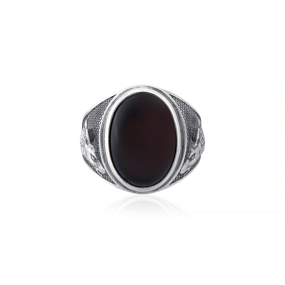 handmade sterling silver Wolf Onyx Gemstone Ring