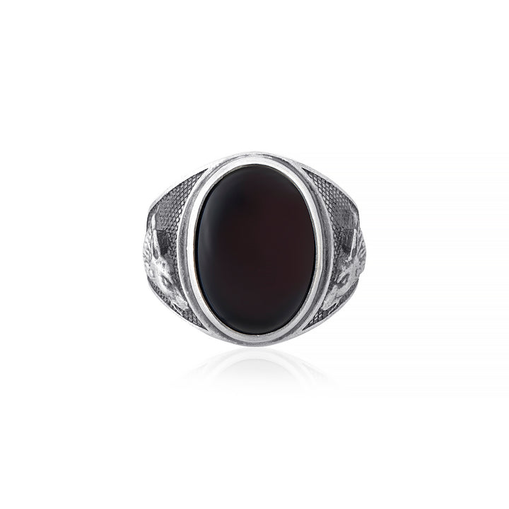 handmade sterling silver Wolf Onyx Gemstone Ring