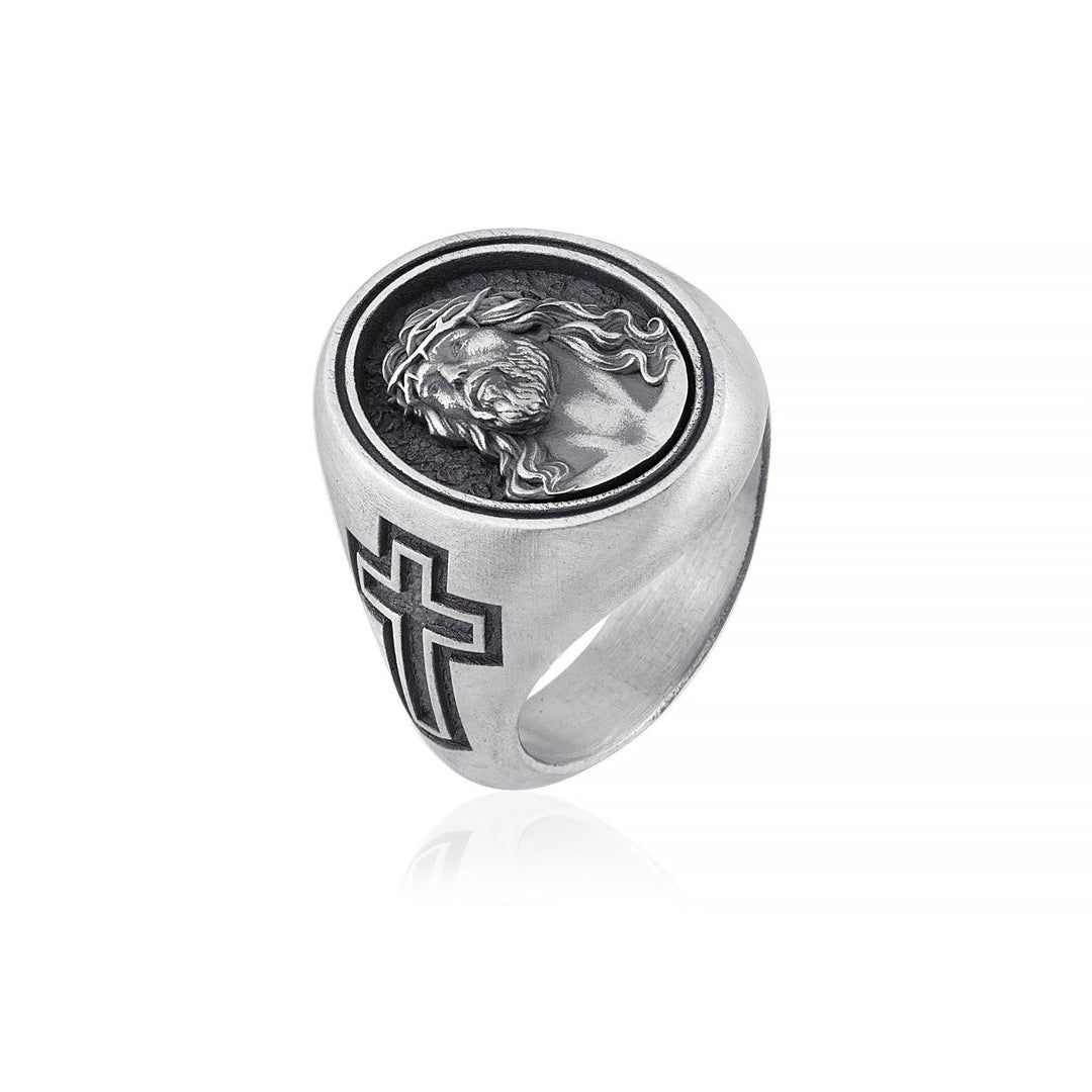 handmade sterling silver Jesus Head Ring