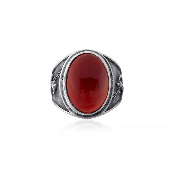 handmade sterling silver Poseidon Carnelian Gemstone Ring