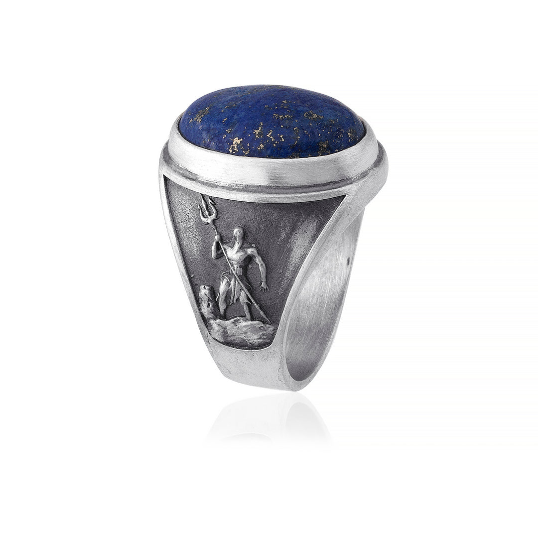 handmade sterling silver Poseidon Lapis Gemston Ring