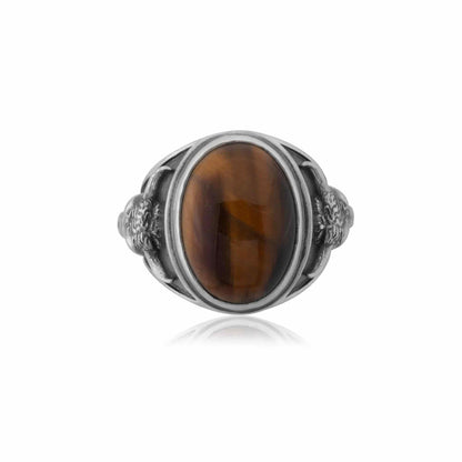 Taurus Bull Tiger Eye Gemstone Ring