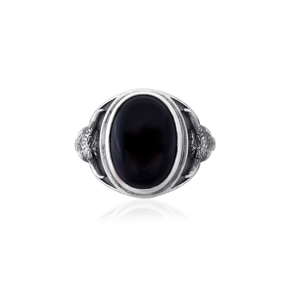 handmade sterling silver Taurus Bull Onyx Gemstone Ring