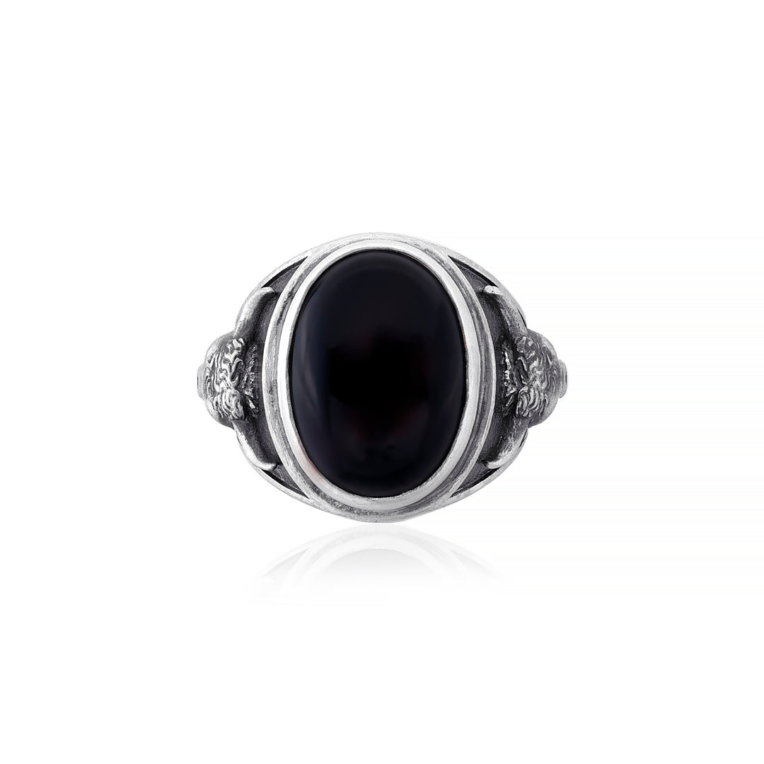 handmade sterling silver Taurus Bull Onyx Gemstone Ring