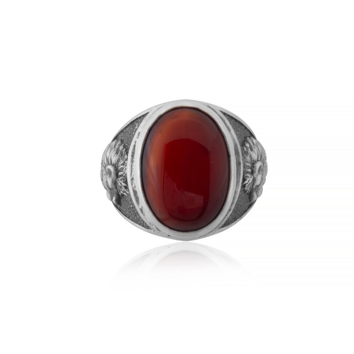 sterling silver Lion Carnelian Ring