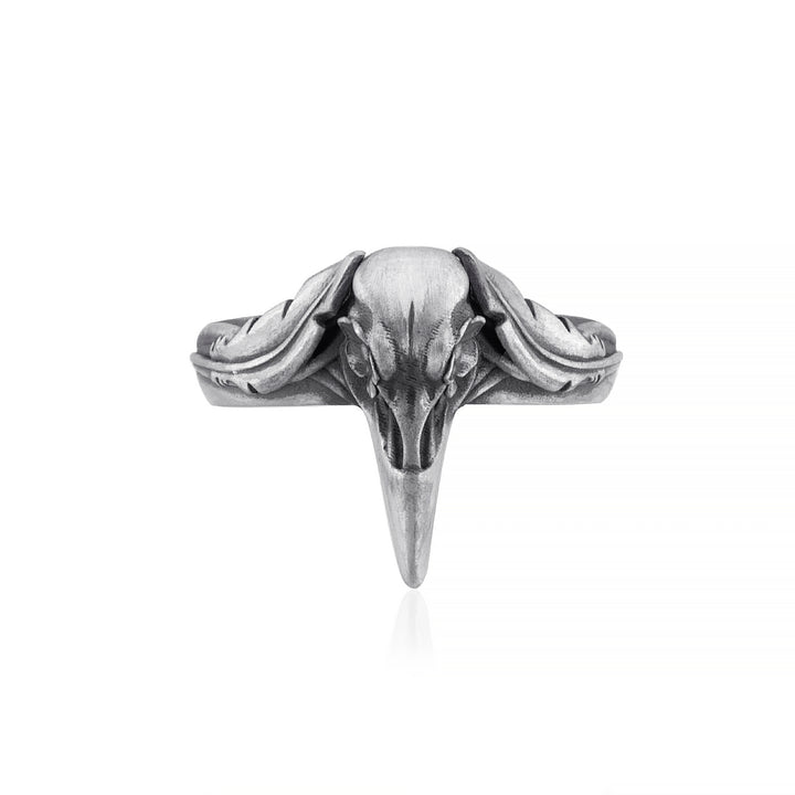 handmade sterling silver Raven Skull Ring