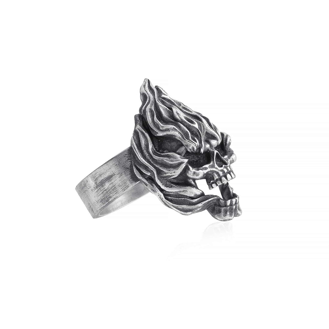 Flaming Skull Ring